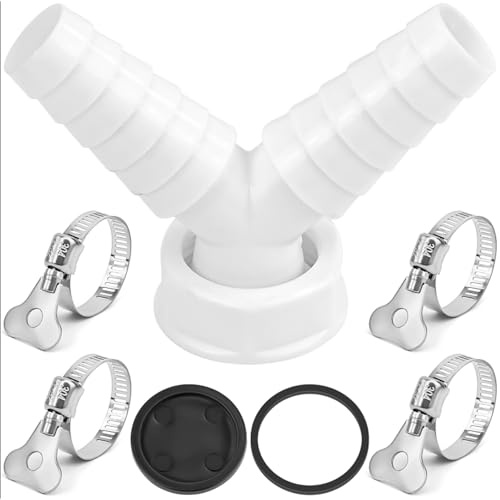 NISENTIA Washing Machine Waste Splitter, Universal Washing Machine Waste Splitter Y Connector Adapter Kit with 4 Hose Clamp, 19-24mm Double Hose Connection Drain Adaptor for Dishwasher Wash Machine