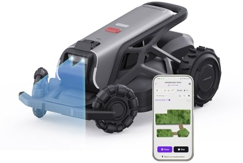 TRON SE Robot Tondeuse,Jusqu'à 1500m²,AI Navigation VSLAM + NRTK Haute Précision, Zéro Perte de Signal, Détection d’Obstacles 140° Robot Tondeuse, Mulching FlowCut, Auto Cartographie Multi-Zones