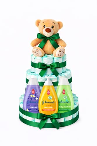 Gâteau à couches Nenuco vert (taille 2 (3-6 kg)) by MomentosGourmet Ajoutez votre dédicace personnalisée. Cadeau pour bébé très pratique. Panier bébé nouveau-né