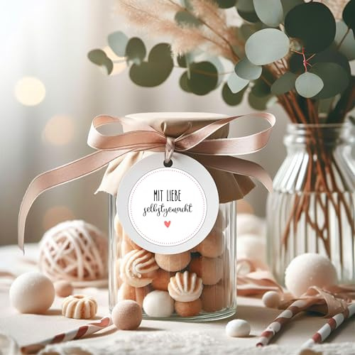wolga-kreativ 80 Geschenk Aufkleber Marmeladen Sticker - Mit Liebe Selbstgemacht - Gastgeschenke Hochzeit - Sticker Aesthetic - Etiketten Selbstklebend Für Feiertage und Hausgemachte Leckerein