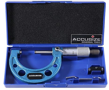 Accusize Industrial Tools 1-2 inch by 0.0001'' Ultra-Precision Outside Micrometer, Eg00-0002