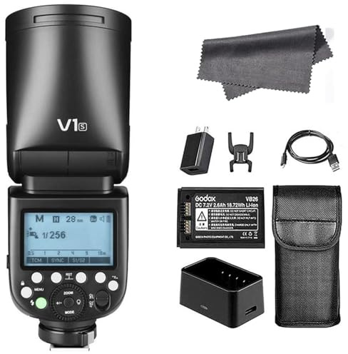 Godox V1-S TTL Round Head Camera Flash for Sony, 2.4G Wireless TTL Speedlight,76Ws HSS 1/8000s with Li-ion Battery,Compatible with Sony a7IV, a7III, a7RIV, a7R5, a7RII, a7RIII, a6400, a6000, a350