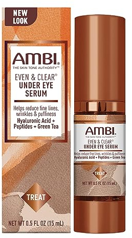 AMBI Even & Clear Under Eye Serum Anti-Ageing Formula with Peptides Reduces Fine Lines, Wrinkles, Under Eye Bags, and Crow's Feet Restores Skin Elasticity 0.5 Ounce
