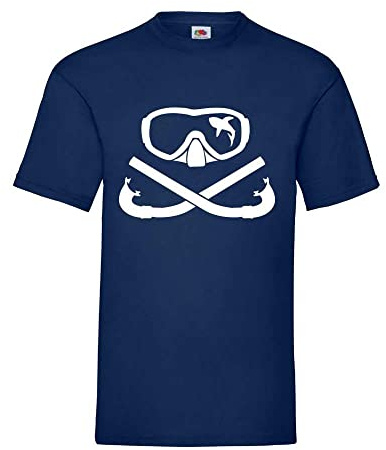 Hai in Taucherbrille mit gekreuzten Schnorchel Männer T-Shirt Navy XL