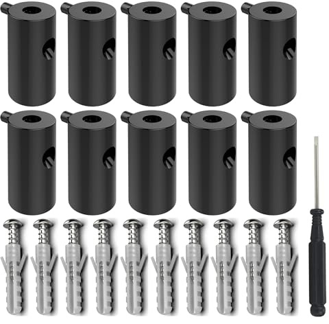 OASHISU Gancho Descentralizador Techo [10 Piezas, Negro, plástico ABS], Desplaza Luz Lámparas, Soporte Decorativo, Descentrador Lámparas de pared o techo, Descentrador de cables eléctricos