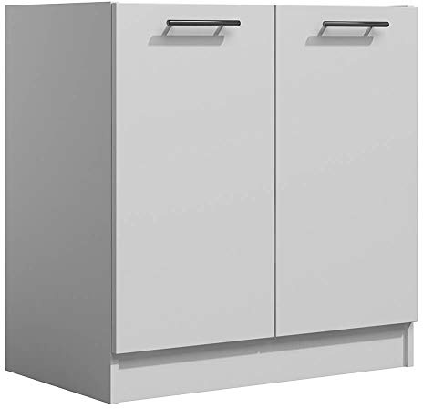 Tendencio Lila - Meuble de Cuisine Bas 80 cm 2 Portes Blanc Mate