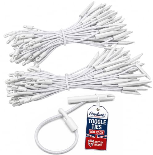 Everlasto Elastic Bungee Toggle Ties for scaffolding Sheets and Tarpaulins - White 300mm (100)