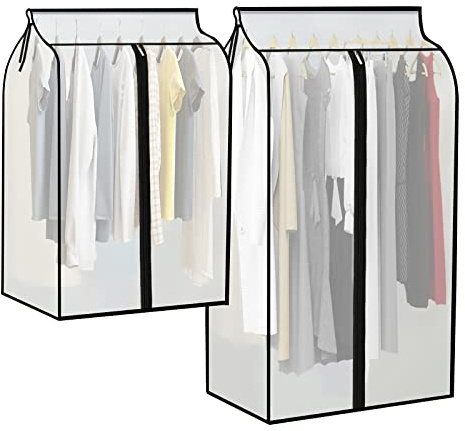 2Stück Abdeckung Kleiderständer, 24x36,24x47inch Kleidersack Kleiderhüllen Abdeckung Staubschutz kleiderschutzhüllen Atmungsaktiv schutzhülle Staubdicht Feuchtigkeit mit MagicTape und Reißverschluss