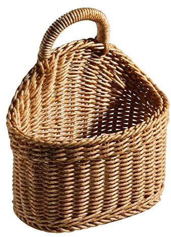 Ochine 1 Pack Hanging Basket Woven Wall Baskets Hanging Storage Basket Woven Shelf Basket Storage Bin Plant Basket Small Woven Storage Basket with Handle Decorative Basket for Home Office Organizing