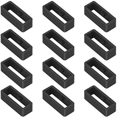 Vicloon Soporte para Correa de Reloj, 12pcs Retenedor de Hebilla de Silicona, 20mm, para Reloj Inteligente de Pulsera, Negro