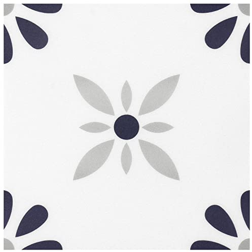 Schälen und kleben Bodenfliesen Vinylboden 10 Blatt, 20 x 20 cm, dekorative Fliesen für Wand, Boden, Küche, Bad, Haustierhaus, Kamin (Schwarz & Grau)