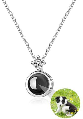 Benutzerdefinierte Foto Halskette Projektion Halskette Projektionskette mit Foto 925 Sterling Silber Personalisierte Kette mit Bild im Stein benutzerdefinierte Bild Schmuck Geschenke für Frauen