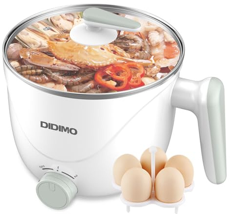 Hot Pot Electric, 1.5L Pink Portable Ramen Cooker with Over-Heating/Boil Dry Protection, Mini Hot Pot for Ramen, Egg, Pasta, Dumpling, Soup, Porridge, Oatmeal (white)