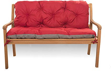 Cojín para columpio de Hollywood, resistente a la intemperie, cojín de banco para exteriores, columpio de jardín, cojín con respaldo (150 x 50 x 40 cm), color rojo