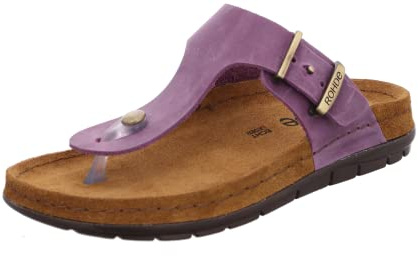 Rohde Damen Dianette Zehentrenner Pantolette Leder Brusheffekt Rodigo-D 5871, Größe:37 EU, Farbe:Lila