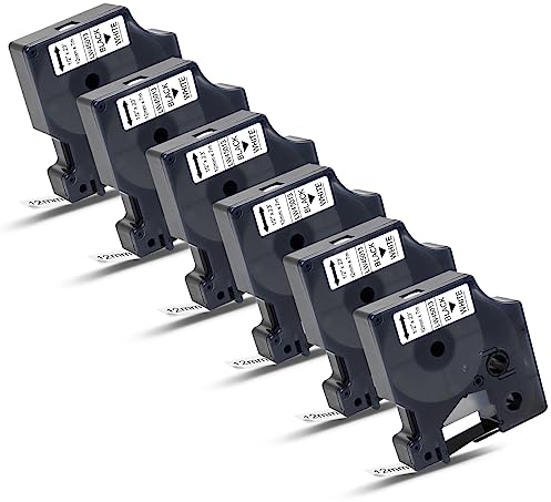 Labelwell 6x Kompatibel D1 Etikettenband 45013 S0720530 Schriftband Kompatibel für Dynmo D1 45013 45013s, Schwarz auf Weiß, 12mm x 7m, für LabelManager 160 280 420P 210D 360D Labelpoint 250 350