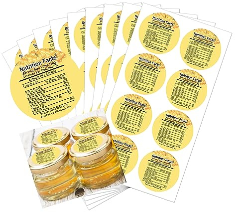 Lot de 60 étiquettes nutritionnelles pour bocaux Mason - 5,1 cm - Étiquettes de mise en conserve pour pots de miel faits maison - Taille M