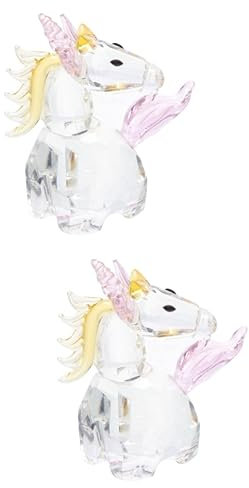 ABOOFAN 2stücke Kristall Tierfigur Einhorn Dekoration Für Wohnzimmer Und Feierlichkeiten Handgefertigte Wasser Und Staubresistente Statue Für Romantische Anlässe Und Stilvolle