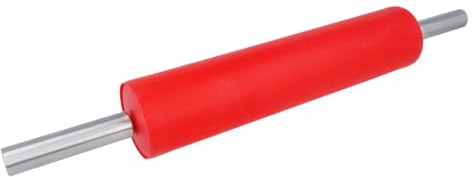 EUROHOME Ausrollholz mit Silikonmantel und Edelstahlgriffen - Nudelrolle Ø 6,5 cm - Holznudelrolle Teigrolle mit zwei Griff für optimales Rollen - Teigroller Silikon - Nudelholz spülmaschinengeeignet