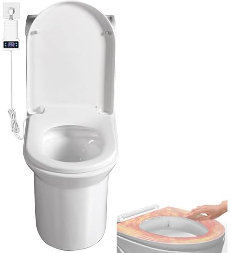 Elektrisk uppvärmd toalettsits, Digital Intelligent D-formad toalettsits Uppvärmd sits med Soft Close Quick Release, Temperaturkontrollerbar, Top Fix 360 Justerbara gångjärn, White Loo Seat