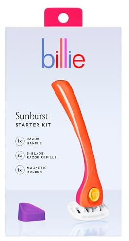 Billie Razors for Women Shave Kit – Women’s Razor + 2 x 5-Blade Razor Refills + Magnetic Holder – Sunburst