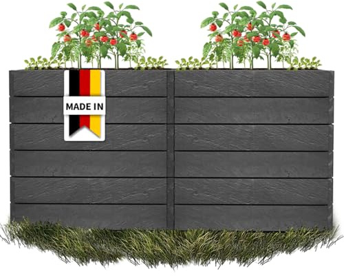 Garantia Ergo Quadro 2 L 75 Hochbeet Stone, inkl. Flora Wassersparsystem | Blumentopf, Hochbeete für Garten, Pflanzkübel Groß Außen, Blumenkasten, Blumentopf Hoch, Blumenkübel, Blumenkübel Outdoor
