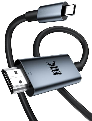 Gohanny Cable USB C a HDMI 2.1 de 2M 8K@60Hz [4K@120Hz 144Hz], Cable Tipo C a HDMI de Alta Velocidad HDR HDCP 2.3 Thunderbolt 4/3 a HDMI Compatible para iPhone 15/MacBook/Air/iPad/Galaxy