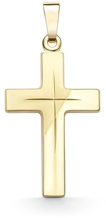 EDELIND Kreuz Anhänger 585/14K Gelbgold Echtgold Goldanhänger Goldkreuz für Damen, Herren, Kinder Kettenanhänger Kreuz Anhänger Gold mit Schmuck Geschenkbox