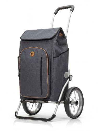 Andersen Einkaufstrolley - klappbar - 61 Liter - mit Kühlfach | Aufhängung für Einkaufswagen - belastbar 50 kg - Aluminium - Metallspeichen-Rad Ø 25 cm - Royal Shopper Folke schwarz