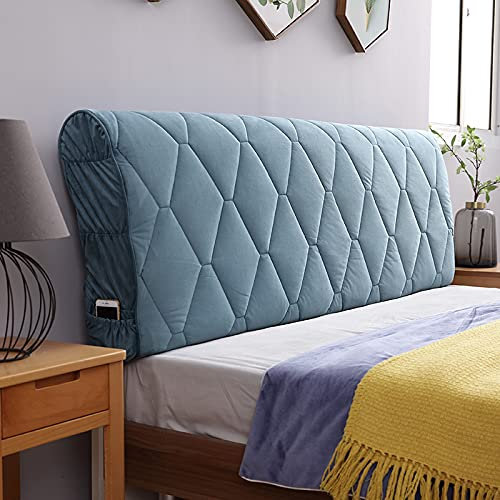 Bett kopfteil bezug Samt Bettkopfteilbezug Einzelbett Doppelbett Kopfteilbezug Gesteppter Moderner Bettbezug Leder/Holz Rückenlehnenschutzbezug DekorationGreen1-Länge:180cm