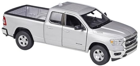 EMRGAZQD Motorfahrzeuge Replika Auto 1:24 Für Dodge RAM 1500 2019 Metalldruckgussmodell Für Erwachsene Sammlerstücke Originalgetreue Nachbildung(Silver)