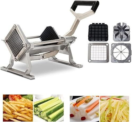 (en:Extra Heavy Duty French Fry Cutter Stainless Steel Potato Slicer Commercial Vegetable Fruit Dicer Onion Tomato Chopper With Wall Bracket, Fixed Counter Or Wall Mount(1/2 Chopper Blade))