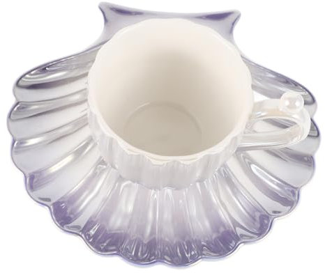 Angoily 1juego Taza De Cerámica Con Platillo Taza Aesthetic Gradiente Para Café Té y Leche Decoración Elegante Para Mesa