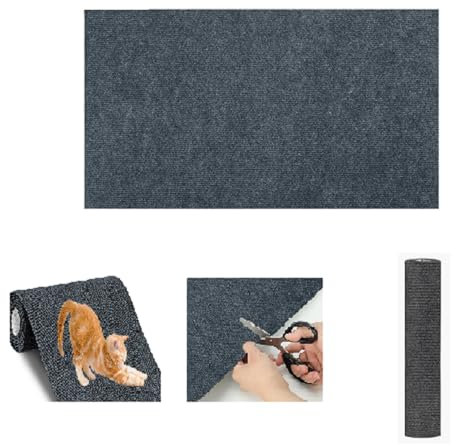 Alfombrilla rascadora para gatos, 200 x 40 cm, autoadhesiva, recortable, rascador de pared para gatos, protector de muebles antiarañazos, mate para gatos, sofá esquinero de pared (gris oscuro)