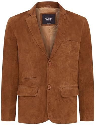 Infinity Leather Uomo Morbida Pelle Scamosciata Vera Giacca Blazer Italiana Cappotto