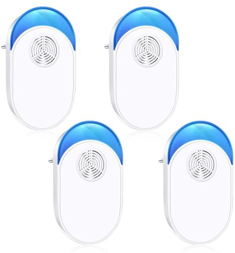 Repelente Ultrasónico de Plagas,4 Pack Electrónico Repelente Mosquitos Insectos,Repelente Ultrasónico Mosquitos,para Moscas, Mosquitos, Ratones, Cucarachas, Arañas, Hormigas