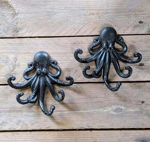 Generisch 2er SET GARDEROBENHAKEN KRAKE GARDEROBE MARITIM HAKEN OCTOPUS KRAKEN ANTIK GUSSEISEN WO-1869 NEU