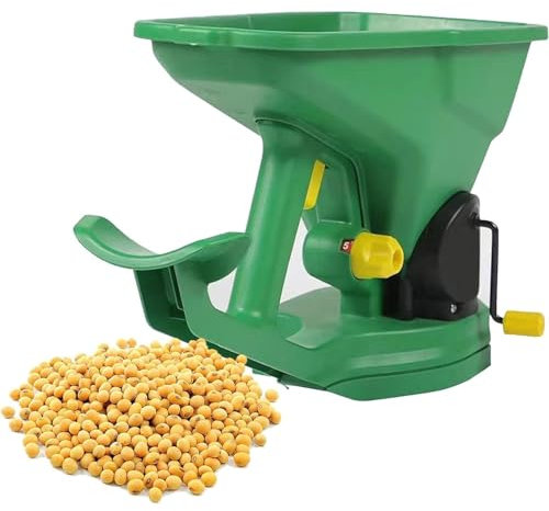 Handheld Seed Spreader - 1.5L Portable Rotary Lawn Spreader with 5 Gear Seed Adjustment for Seed and Fertilizer Distribution in Gardens, Lawns, and Small Farms