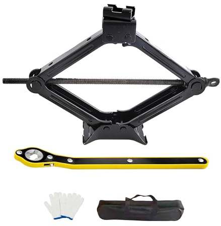 NOVIITUS Scissor Car Lift Jack 2 Ton (4409 lbs) for Sedans, MPVs & SUVs, Compact Portable Kit Vehicle Roadside Emergency Tool Tire Change with Ratchet Wrench (2T)