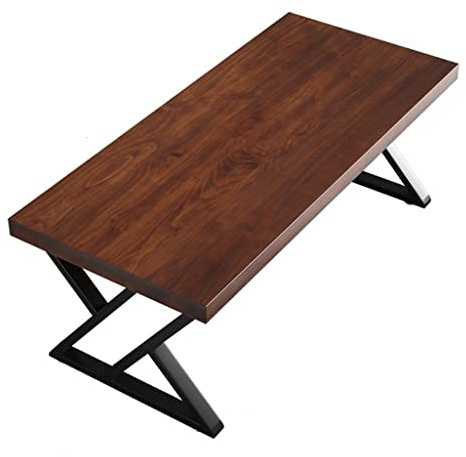 Bureau industriel en bois massif couleur noyer avec pieds réglables, assemblage facile, longueur 100 cm, 200 cm, 5 cm, épaisseur 200 x 80 x 75 cm, table de conférence moderne