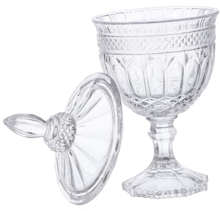 POPETPOP Bonbonnière en Bocal en Verre Transparent Couvercle, Design Européen, pour Bonbons et Pâtisseries, Rangement la Cuisine
