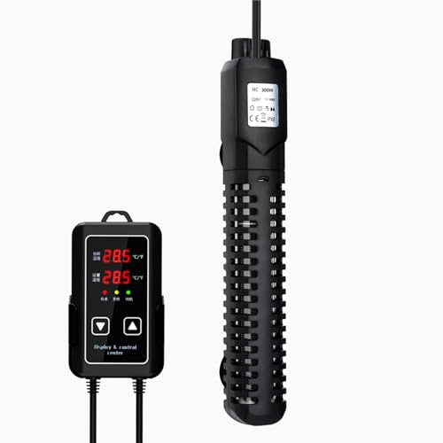 HUIZHOU Riscaldatore per Acquari (15-34 °C), Termostato per Acquari e Vasche per Pescicon Regolatore di Temperatura Usato per L'acquario (300W)