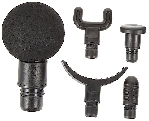 5 Stück Massagekopf Adapter für Körpermassagegerät, Schwarz | Kunststoff, Rund und Große U-form, für Fitnesspersonal und Läufer, zur Muskelentspannung