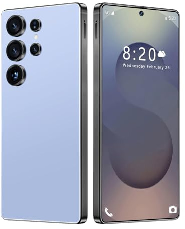 ULUCAN Smartphone S25 Ultra Pas Cher, Appareil Photo 72 MP 108 MP, débloqué sans Carte SIM, Grand écran 7,3 Pouces, Reconnaissance faciale, 8 000 mAh (Stylet intégré),Blue-1TB