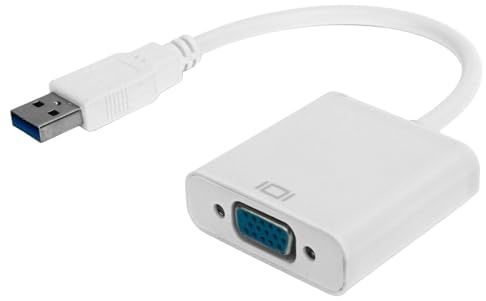 Cryfokt Adaptador USB a VGA, Accesorios de Computadora Tarjeta Gráfica Externa Cable Adaptador USB3.0 a VGA para PC para Computadora Portátil para Escritorio (White)