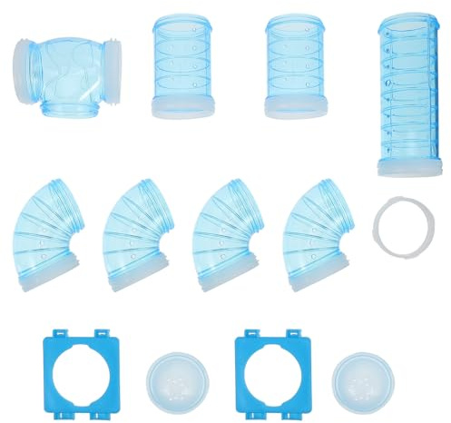 TOBBOMEY DIY Hamstertunnel Kunststoff röhrenset mit Robustem Innenprofil für Käfigerweiterung Transparentes Hamsterkäfig zubehör Flexible Module für Hamster und Kleine Haustiere