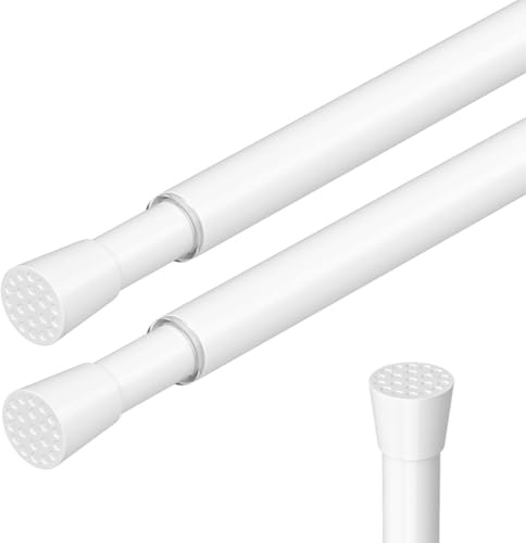 2 bastoni per tende estensibili bianchi, per tende da 50-69 cm, a molla, senza foratura, per piccole finestre, appendiabiti, asta regolabile per tende