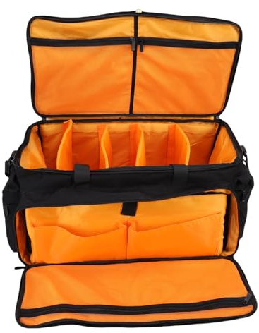 Luocute DJ-Kabeltasche, Großes Fassungsvermögen, EVA-Nylon-DJ-Gigbag mit 6 Abnehmbaren Trennwänden und Laptopfach, Musik-Mixer-Taschen für Ausrüstung, Musik-Equipment-Zubehör
