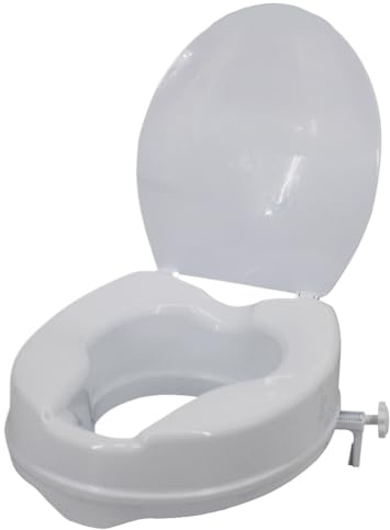 Asiento de inodoro elevado de 4 pulgadas, capacidad elevada de 300 libras con cerradura y tapa, elevador antideslizante para personas mayores, embarazadas y discapacitadas