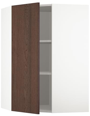 ProTuning METOD Hörnväggskåp med hyllor, vit/Sinarp brun, 68 x 100 cm